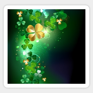 Glowing Golden Shamrock Sticker